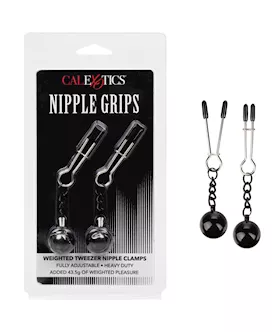 Nipple Grips Weighted Tweezer Nipple Clamps  Silver