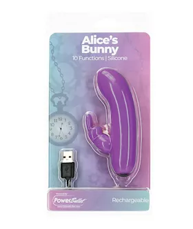 Alice039s Bunny Rechargeable Bullet wRabbit Sleeve  10 Functions Purple