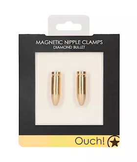 Shots Ouch Bullet Magnetic Nipple Clamps  Gold