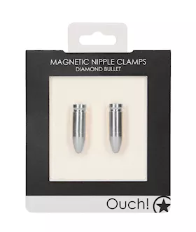 Shots Ouch Bullet Magnetic Nipple Clamps  Silver