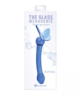 Glass Menagerie Butterfly Glass G Spot Dildo  Dark Blue