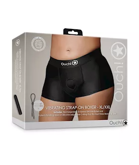 Shots Ouch Vibrating Strap On Boxer Black XLXXL
