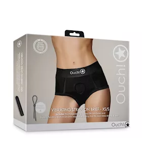 Shots Ouch Vibrating Strap On Brief Black XSS