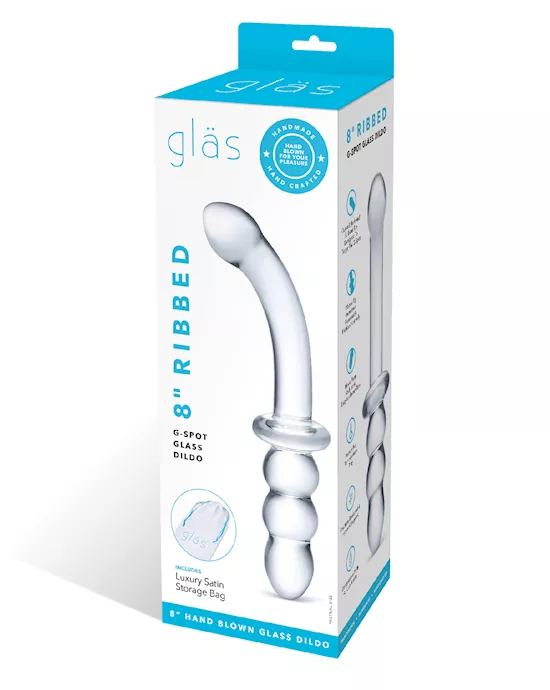 Glas 8" Ribbed G-spot Glass Dildo
