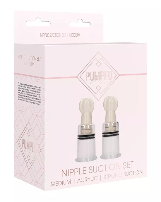 Shots Pumped Nipple Suction Set - Medium Clear