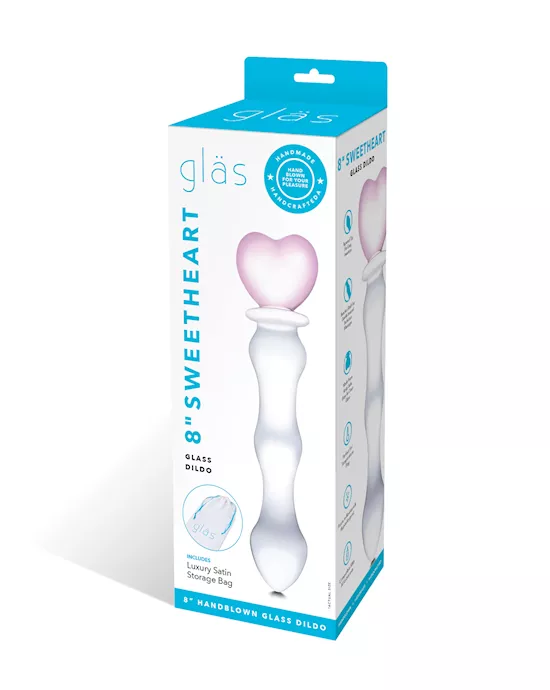 Glas 8" Sweetheart Glass Dildo - Pink/clear