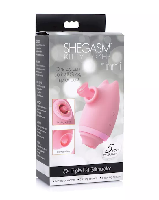 Inmi Shegasm Kitty Licker 5x Triple Clit Stimulator - Pink