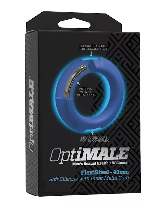 OptiMale FlexiSteel Cock Ring - 43mm Blue