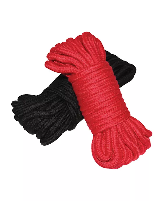 Plesur Cotton Shibari Bondage Rope 2 Pack - Black/red